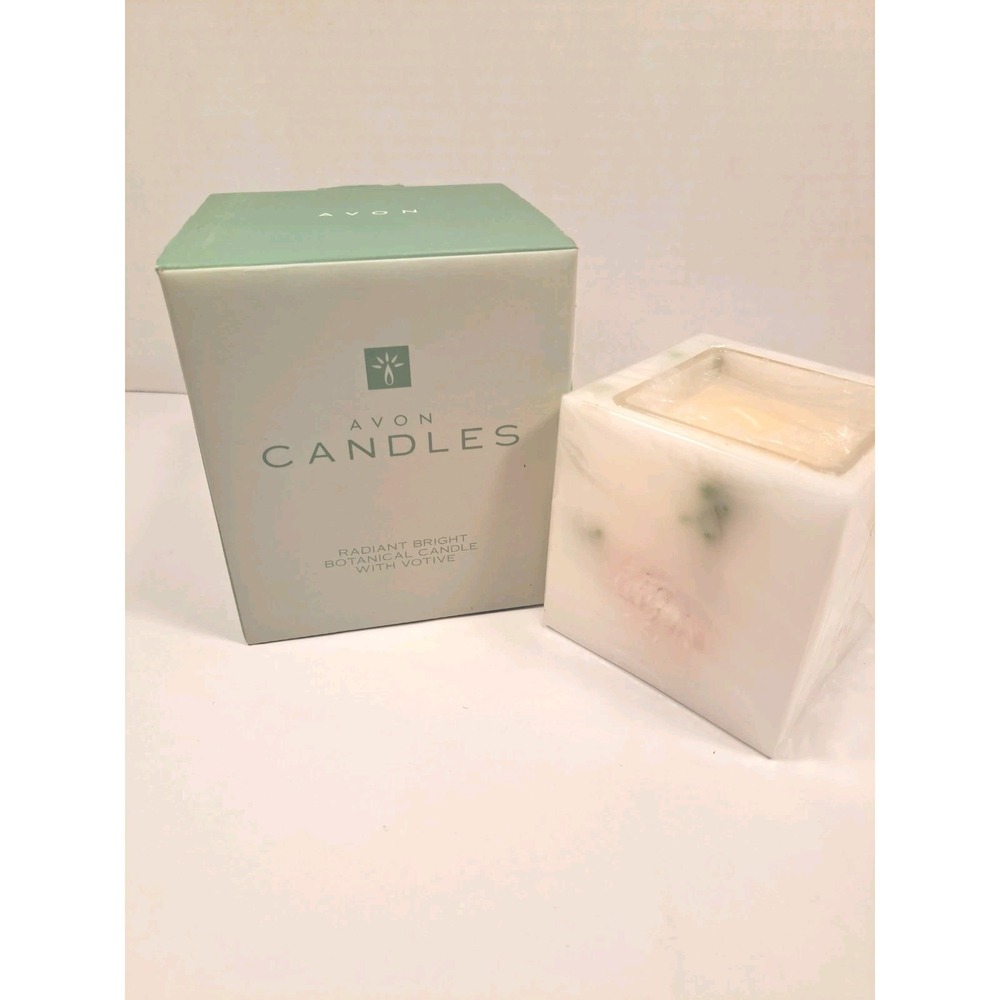 Avon Candle Radiant Bright Botanical Candle with Votive 2000 Vintage